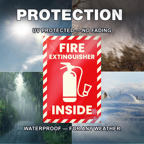 Fire Extinguisher Inside Sticker 4x6 Inch Reflective High Visibility Engineer Grade Vinyl Safety Label with red and white design
