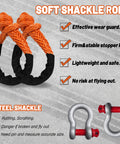 Beefy Half Inch By Twenty Two Feet Recovery Shackle For Off Road SUVs ATVs And Trucks Synthetic Orange With Sleeves