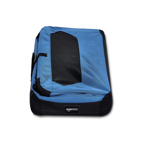 Tail Waggin Road Trip Ready Soft Sided Dog Crate And Foldable Pet Carrier For Small Dogs Under 25 Pounds Portable Kennel With Heavy Duty Zippers Mesh Straps Blue
