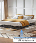 Heavy Duty King Box Spring 2 Inch Low Profile Metal Bed Base Featuring Dense Steel Slats That Support Up To 3000 Pounds under a mattress in bedroom.