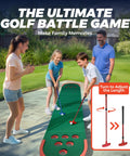 Family playing on Backyard Mini Golf Putting Game Set With 2 Putters And 2 Balls 10 Foot Practice Putting Green Mat For Adults
