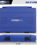 Blue storage case for Lug Nut Key Set 16 Piece SAE And Metric Wheel Lock Removal Tool Kit In CrMo Steel with sizing dimensions displayed.