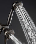 Oil Rubbed Bronze High Pressure Shower Head Combo With 3-Way Rain And Handheld, 48-Setting Modes, showing dual water streams