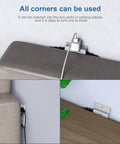Three Way Flat Wall Outlet Extender With Swivel Two Prong Indoor Plug in use behind furniture