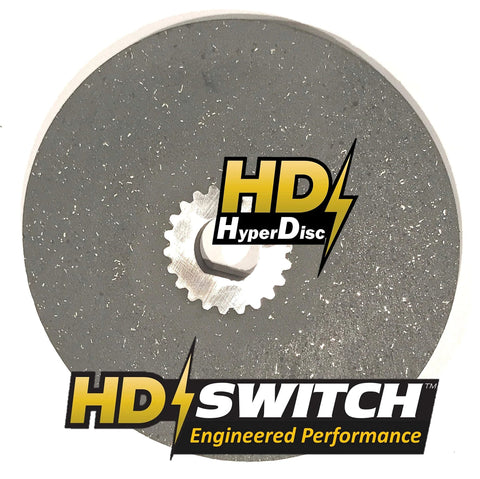 HD HyperDisc brake disc for EZ-GO golf carts; round gray abrasive wheel with central splined hub