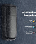 Infrared Gate Opener Sensor Set With Rotatable Lens And Wireless Receiver, shown with all-weather protection in rain