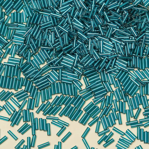Lake Blue Glass Bugle Beads 2x6mm Bulk 2000 Pieces Tiny Tube Beads For Jewelry Making Embroidery Sewing Crafts Bracelets
