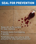 Pro Grade Penetrating Stone And Tile Sealer With Badass Stain Blocking For Porous Floors And Countertops SCS Gold Approved wine spill on sealed stone tile floor
