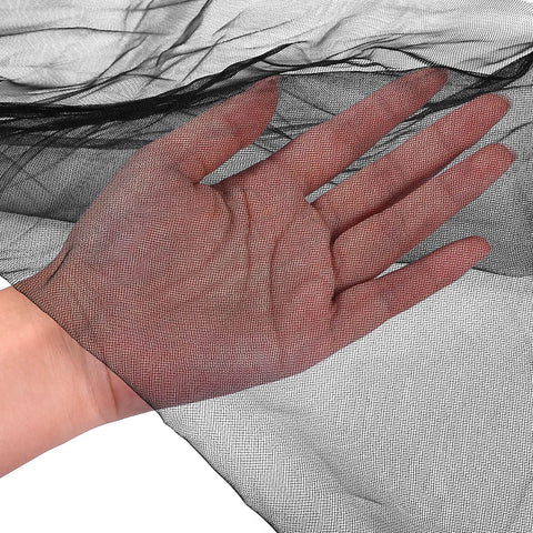 Close-up of hand holding Garden Insect Mesh Netting For Plants And Patio Durable Mosquito Barrier Screen Large 9.84 By 13.12 Feet Black
