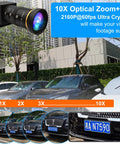 4K 60fps USB 3.0 Webcam With HDMI And USB Output For Dual Display Setup, 10x Zoom Lens 5-50mm, Manual Zoom, parked cars zoom view
