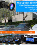 Legit Crisp 4K USB Camera Rock Solid Sixty Frames Output close-up with 10X optical zoom on parked cars and license plates.