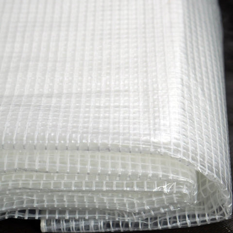 Folded HydraTarp Clear Greenhouse Tarp 18 Ft By 24 Ft Heavy Duty 11 Mil With 3x3 Mesh Weave For Extra Strength UV Coated Outdoor Tarp