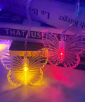 Close-up of USB powered Butterfly Curtain String Lights with Remote 48 LED Twinkle Lights 8 Modes in multi-colored glow
