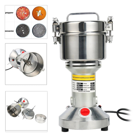 Turbo High Speed 700g Electric Grain Mill Grinder Powder Machine 2500W 36000RPM Stainless Steel Commercial Grade for Kitchen
