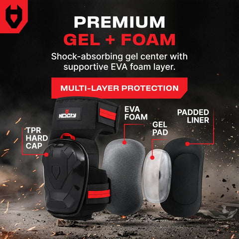 Heavy Duty Construction Knee Pads With Ankle Support And Anti Slip Cap For Men Foam Cushion And Extra Thick Gel Padding
