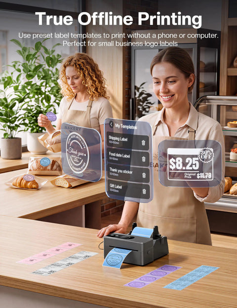 Slick Bluetooth Thermal Label Printer With Intuitive Touchscreen For Quick 4x6 Shipping Labels And Smooth Inventory Workflow printing labels on desktop.