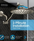 9.5 Inch Large Luxury Rain Shower Head For Full Body Coverage With High Pressure Flow No Fuss Setup Anti Clog Silicone Nozzles