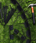 262 Ft 2 Inch Tall Landscape Edging Border Kit With 140 Spikes And 40 Connectors For Lawn And Garden Durable Plastic Edging To Create Clean Polished Edges For Flower Beds And Spring Landscaping Easy Install, kit components on grass