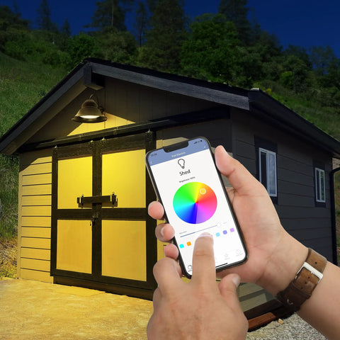 Controlling PAR38 Smart Flood Light Bulb With 2.4 GHz WiFi No Hub Needed RGBW Color Changing And Tunable White via smartphone app
