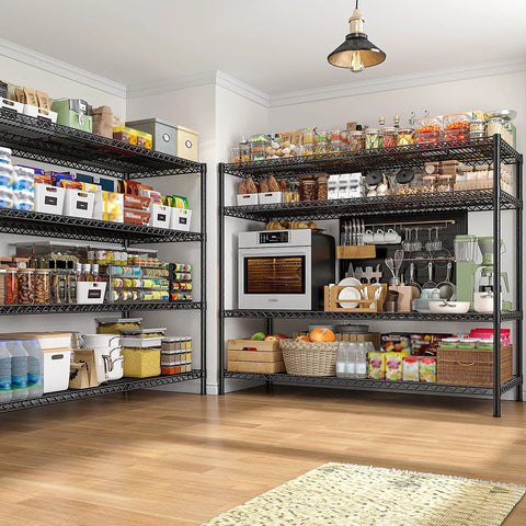 Heavy Duty Garage Shelving Unit with 4 Tier Adjustable Wire Shelves 2560 Lbs Capacity 55.5 Inch Wide Industrial Storage Rack for Home Shop and Commercial Use in kitchen pantry