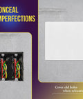 Screwless Two Gang Blank Wall Plate Cover For Outlets And Devices White Polycarbonate Thermoplastic UL Listed shown covering holes.