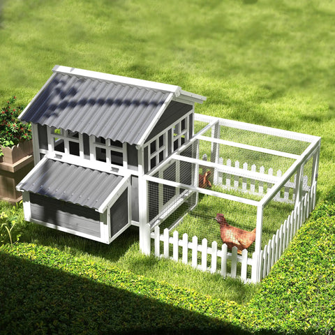 Spacious Outdoor Chicken Coop With Run For 1 To 2 Chickens, Weatherproof Hen House With Nesting Box And Removable Tray