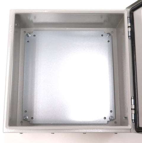 Open Heavy Duty IP66 16 Gauge Metal Enclosure For Indoor Outdoor Wall Mount With Gland Plate And Backplate Single Door Hinge Cover