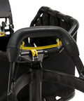 Close-up of Coho XC Single Wheel Off Road Cargo Bike Trailer With Coil Spring Suspension And Quick Release Hitch, handle detail.