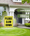 Please Slow Down Yard Sign With Stake 13x17 Inches Double Sided Corrugated Plastic Kids At Play Safety Sign in front yard