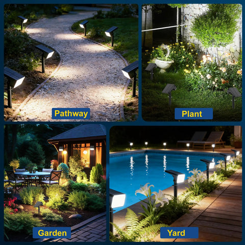 12 Pack Crisp Solar Spot Lights Outdoor Rock Solid Ip65 Waterproof Featuring 90 Led Chips And Four Adaptive Modes Perfect For Illuminating Yard Garden Walkways Or Trees With Dang Bright Auto On Off Cool White Glow