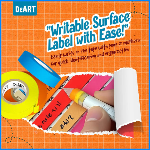 Blue Painter Tape Pro Grade Masking Tape For Arts N Crafts 6 Pack 20 Yard Rolls 0.98 Inch Sharp Edge Line Technology Multi Surface Use Whiteboard Dry Erase Craft Tape Writable, rolls for labeling
