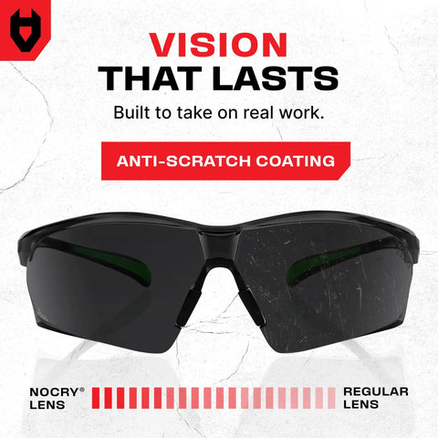 Built Tough Safety Glasses With Anti Fog Wrap Around Lenses And Scratch Beater Coating Plus Grip Lock Temples And Genuine Uv Blocking For Your Daily Grind In Black Green Tinted 10 Pack with anti-scratch coating