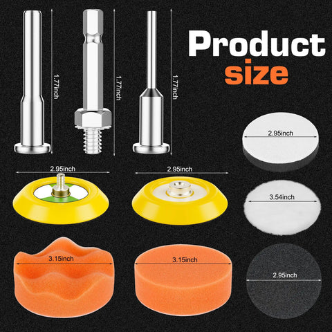Product sizes for 133pcs 3 Inch Sanding Disc Drill Polishing Kit with Hook and Loop Pads Pro Grade Headlight Restoration Wet Dry Sandpaper