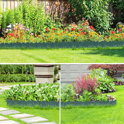 20 Pack Garden Edging Border Set With Interlocking 5.3 Inch Tall Flexible Plastic Borders For Lawn And Flower Beds 10.5 Feet Total Length