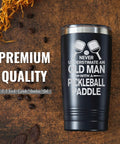 Dope Pickleball Gift For Men 20 Oz Stainless Steel Travel Tumbler featuring laser etched graphics and a tight seal lid.