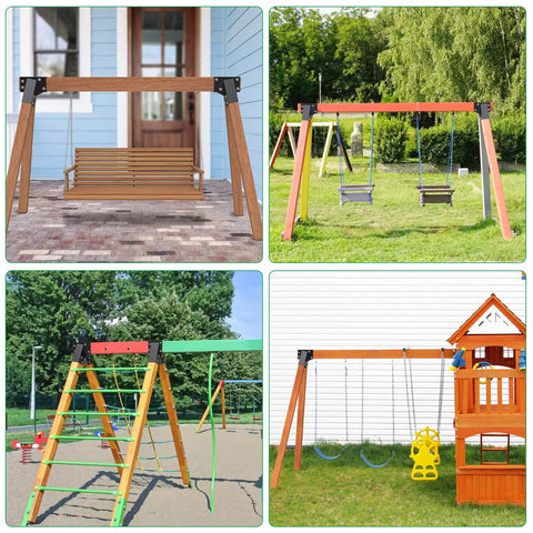 Heavy Duty A Frame Swing Set Brackets With Mounting Hardware DIY End Brackets Fits 4x4 Posts And 4x6 Beams Sturdy Backyard Swing Set Hardware Kit For Easy Assembly