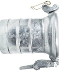 Galvanized Steel Type A Water Quick Connect Female Coupler With Gasket 12 Inch Hose ID Barbed Fitting, side view