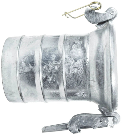 Galvanized Steel Type A Water Quick Connect Female Coupler With Gasket 12 Inch Hose ID Barbed Fitting, side view