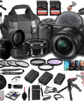 ZV-E10 Mirrorless Camera Kit With 16-50mm Lens, 128GB Extreme Speed Memory, 2x Lenses, Case, Tripod, Filters, Hood, Grip Bundle
