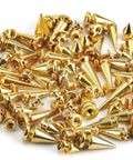 Top Shelf 70 Piece Gold Screwback Spike Studs Set Zinc Alloy assorted shapes for leather work, DIY jackets, bags, hats.