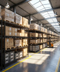 Warehouse with 4-Tier Heavy Duty Wire Shelving Unit For Warehouse And Supermarket With Double Capacity And Space Saving Design