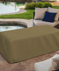 Rectangular Fire Pit Cover With Elastic Hem, 160 GSM Duro Pro Breathable Nonwoven Fabric, Waterproof And Weatherproof, UV Resistant, Heavy Duty Patio Lawn Garden Cover 38 By 28 By 17 Inches Brown on outdoor patio