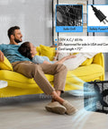 20 Inch Box Fan With Carry Handle 3 Speed Full Force Air Circulation Floor Fan For Home Bedroom Or Office next to lounging couple