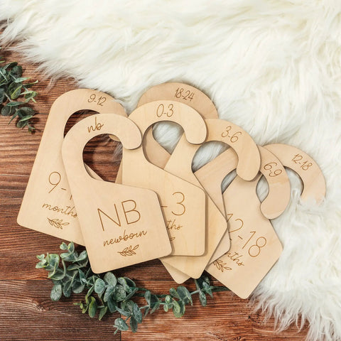 Keep Your Baby Wardrobe Slick And Organized With This Premium Wooden Closet Divider Set Including Seven Size Marked Hanger Tags For Newborns Through Toddlers Game Changer For Stress Free Dressing Routines