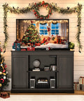 Hidden Motorized TV Lift Cabinet For 55 To 65 Inch Televisions With Storage And Remote Control In A Slick Modern Walnut Finish in holiday setting