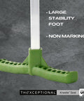 Close-up of Ergonomic Garden Kneeler With Tush Pad And Handles For Pain Free Kneeling, foot design, Made in USA label visible