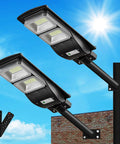 2 Pack 2400W Solar Powered Street Lights With 6000K LED Dusk To Dawn Outdoor Solar Flood Security Light With Motion Sensor IP65