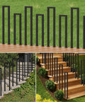 Heavy Duty U Shaped Staircase Handrail For Indoor And Outdoor Use At Three Foot Height, black design for stair support.