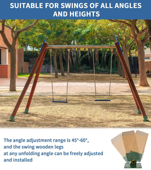 Sturdy Adjustable Swing Set Brackets Kit With Mounting Hardware For 4x4 Wood Posts Fits Actual 3.6x3.6 Inches 4 Pack Base For Backyard Playset Green Upgrade