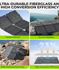 On The Go Portable Solar Generator 300W Power Station With Foldable 60W Solar Panel showing durability and efficiency features.